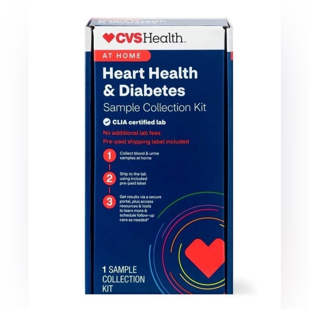 CVS Health Heart& Diabetes Home Test Kit No Lab Fees Exp: 5/2027